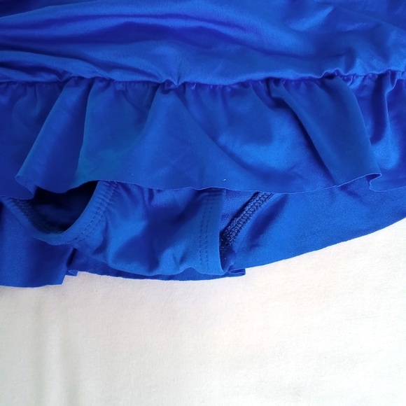 10 Apt. 9 Royal Cobalt Blue Ruched Ruffle Hem Swim Skirt Bottoms Swimsuit Bikini - Picture 5 of 7